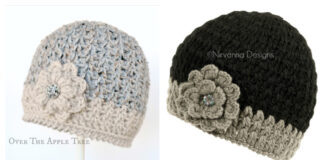 V-Stitch Winter Beanie Hat Crochet Free Pattern