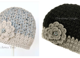 V-Stitch Winter Beanie Hat Crochet Free Pattern