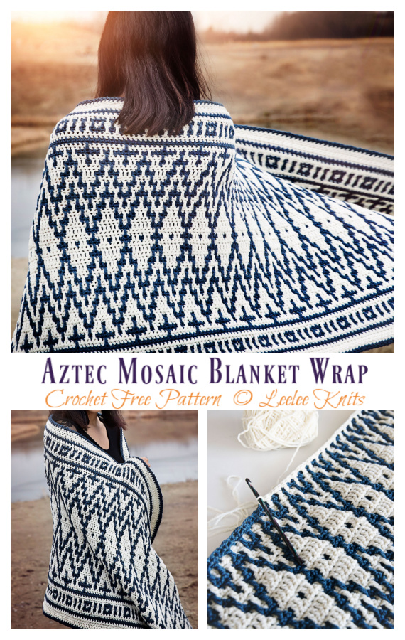 Aztec Mosaic Blanket Wrap Crochet Free Pattern