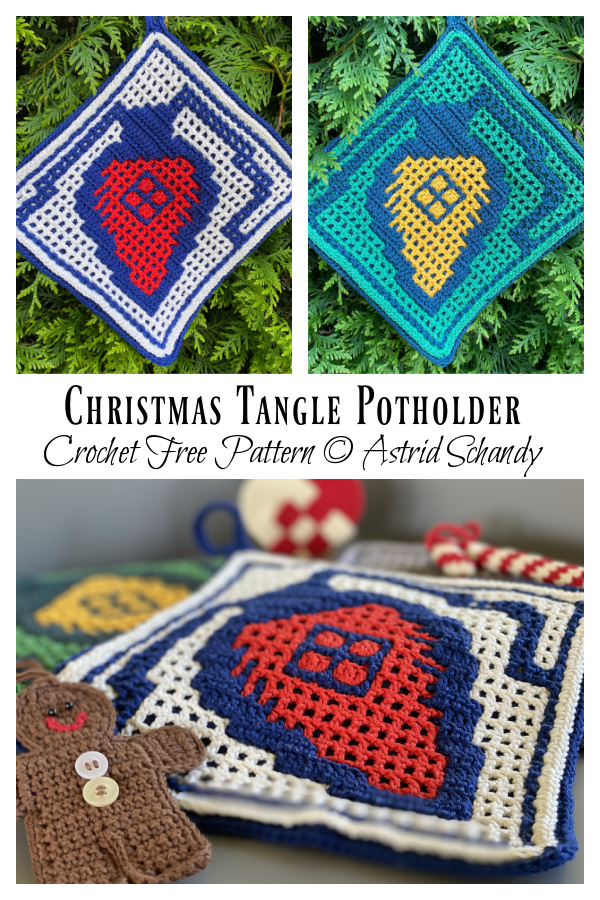 Christmas Tangle Potholder Crochet Free Pattern