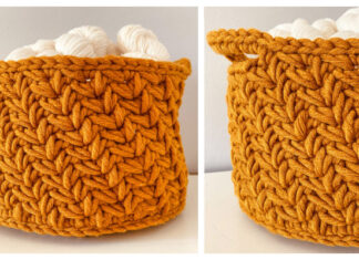 Chunky Chevron Basket Crochet Free Pattern