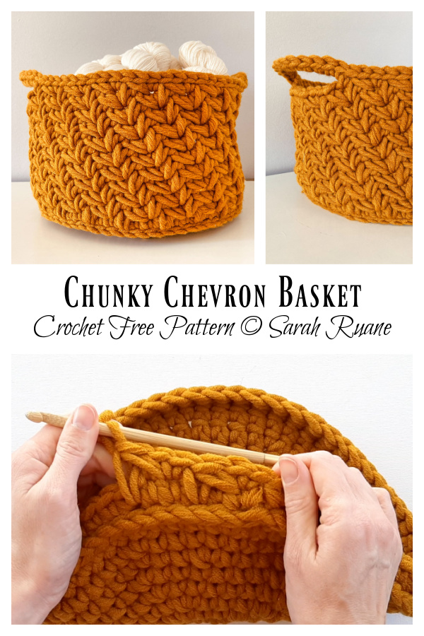 Chunky Chevron Basket Crochet Free Pattern