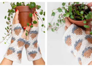 Fingerless Acorn Mittens Crochet Free Pattern
