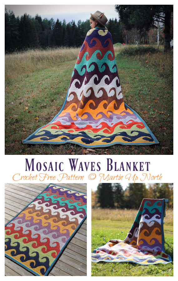Mosaic Waves Blanket Crochet Free Pattern