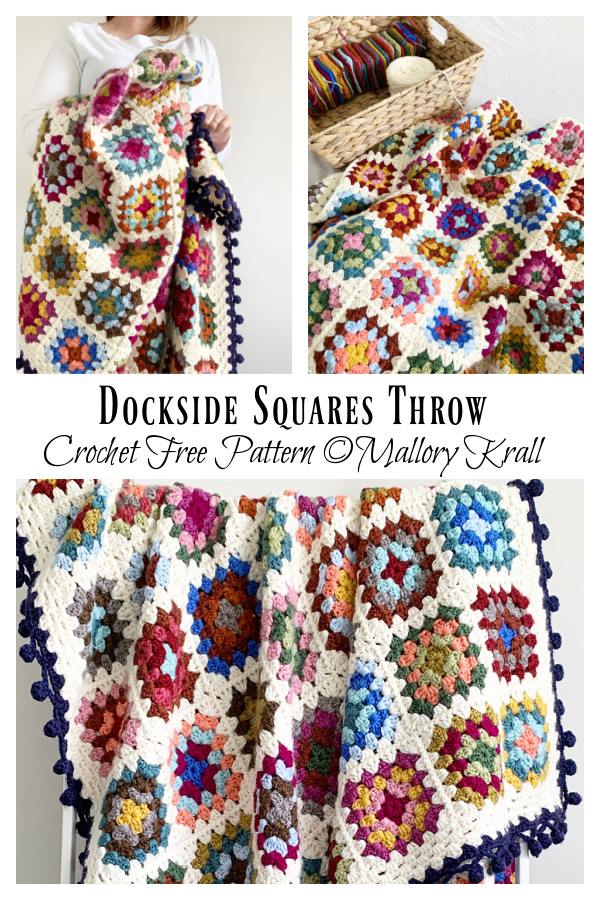 Dockside Squares Throw Blanket Crochet Free Pattern