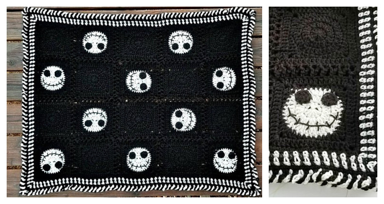 Halloween Jack Skellington Blanket Crochet Free Pattern Crochet