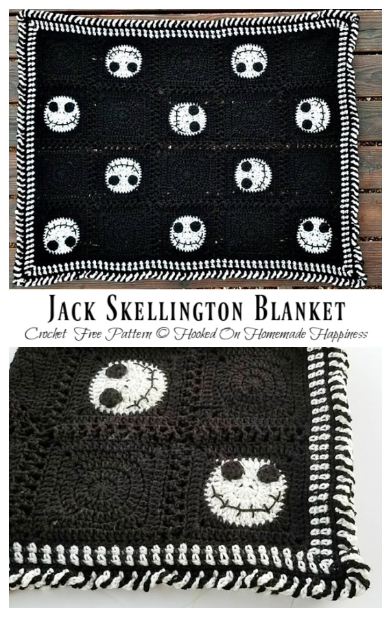 Halloween Jack Skellington Blanket Crochet Free Pattern