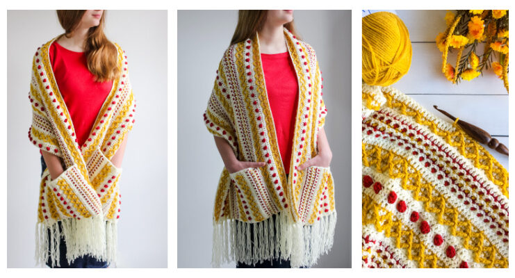 Marjorie Pocket Shawl Crochet Free Pattern Marjorie Pocket Shawl Crochet Free Pattern
