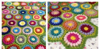 Bobbly Flower Hexagon Crochet Free Pattern