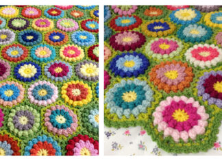 Bobbly Flower Hexagon Crochet Free Pattern