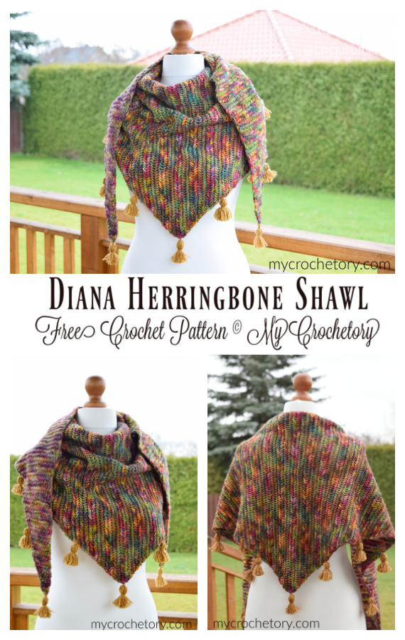 Diana Herringbone Shawl Crochet Free Pattern