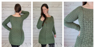 Double Cross Sweater Dress Crochet Free Pattern