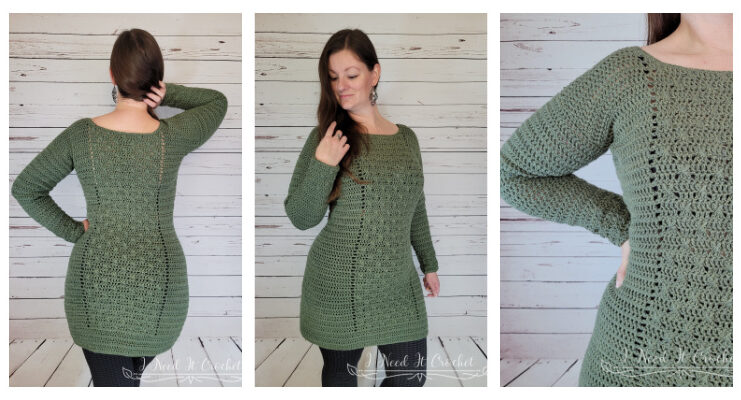Double Cross Sweater Dress Crochet Free Pattern