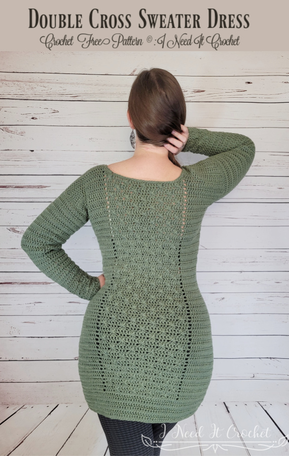 Double Cross Sweater Dress Crochet Free Pattern