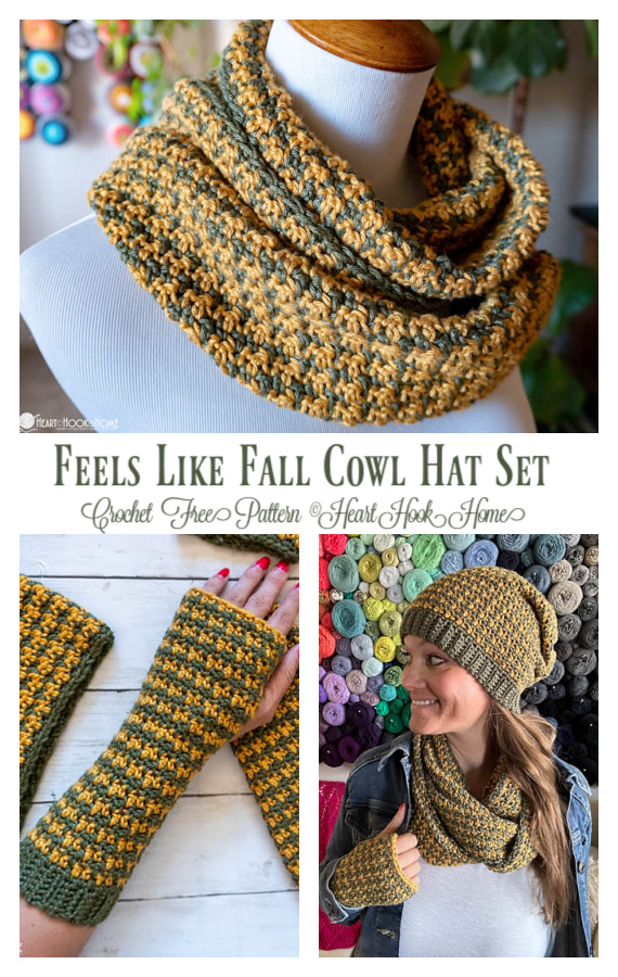 Feels Like Fall Cowl Hat Set Crochet Free Patterns