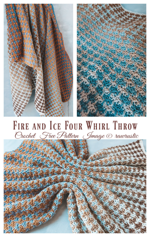 Four Whirl Throw Blanket Crochet Free Pattern