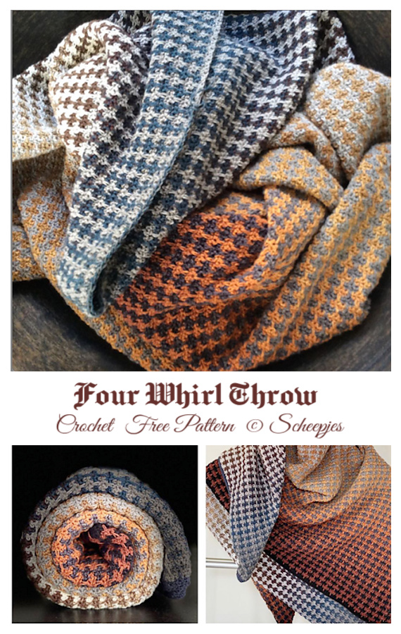 Four Whirl Throw Blanket Crochet Free Pattern