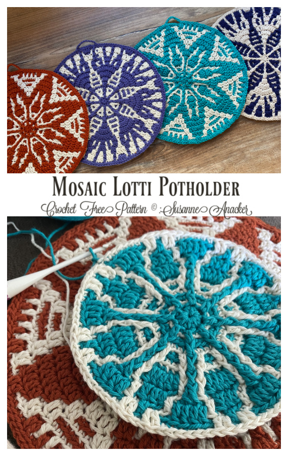 Mosaic Lotti Potholder Crochet Free Pattern