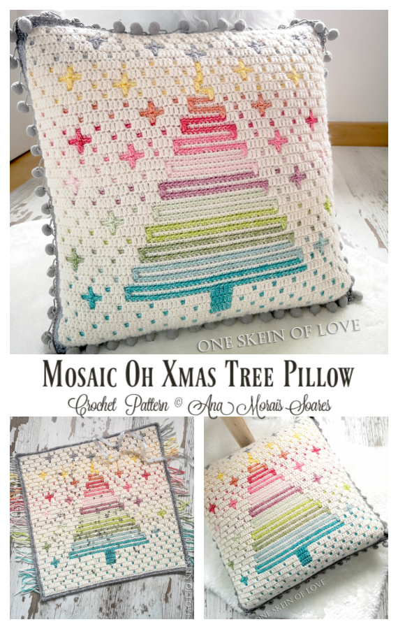 Mosaic Oh Xmas Tree Pillow Crochet Pattern