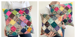 Solid Scrappy Granny Pillow Crochet Free Pattern