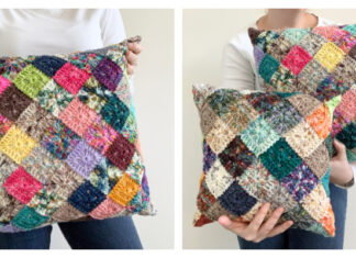 Solid Scrappy Granny Pillow Crochet Free Pattern