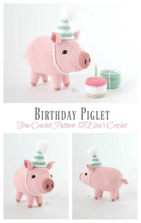 Amigurumi Birthday Piglet Crochet Free Pattern