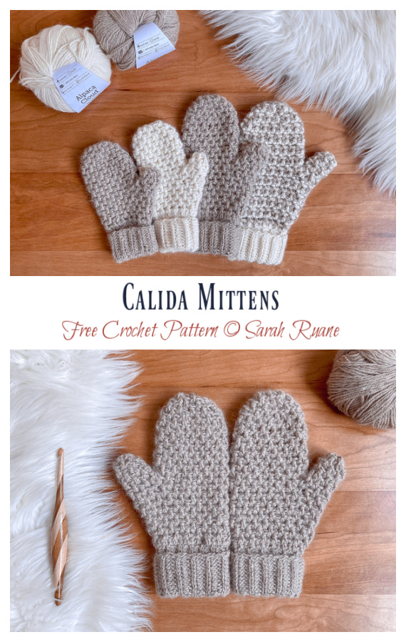 Calida Mittens Crochet Free Pattern