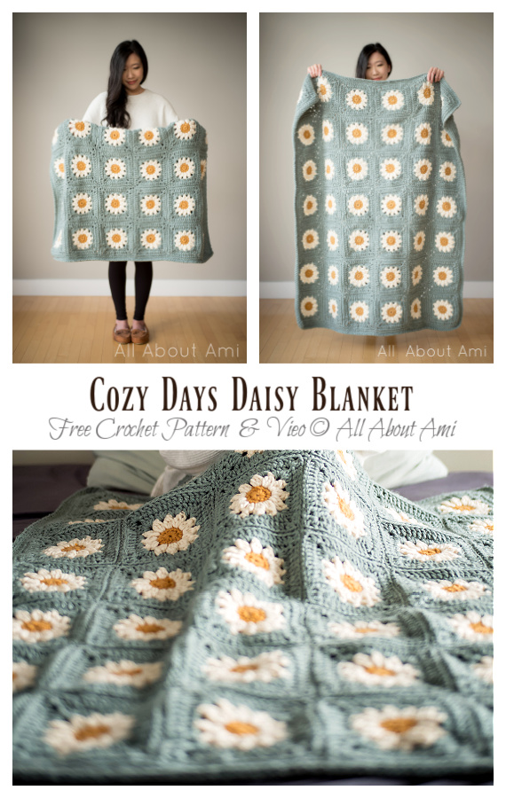 Cozy Days Daisy Blanket Crochet Free Pattern