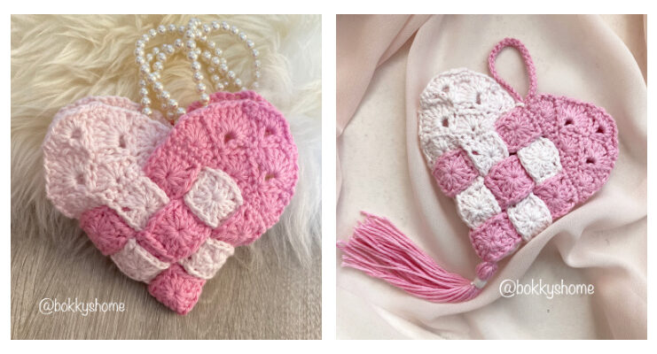 Granny Woven Heart Crochet Free Pattern