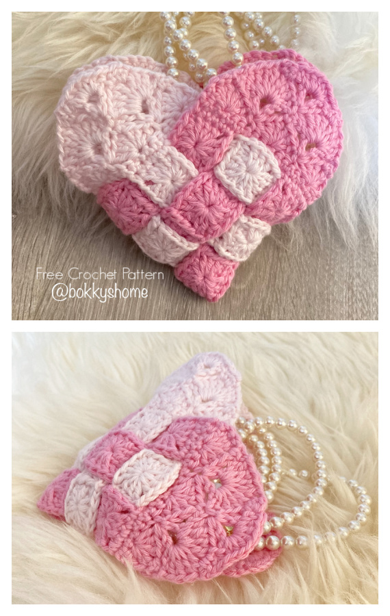 Granny Woven Heart Crochet Free Pattern