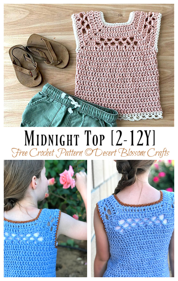 Midnight Sleeveless Top Crochet Free Patterns [2-12Y]