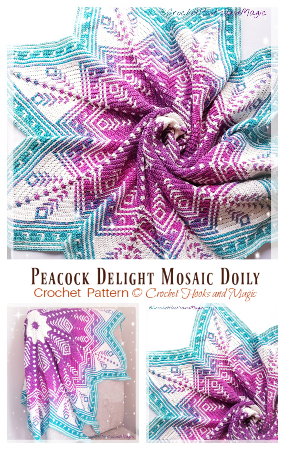 Peacock Delight Mosaic Doily Crochet Pattern