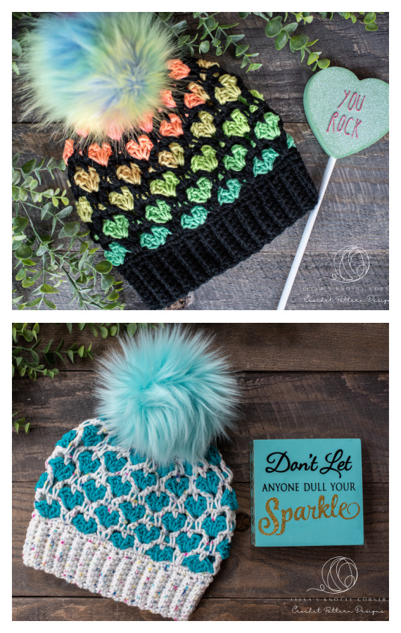 Snow Heart Beanie Crochet Pattern