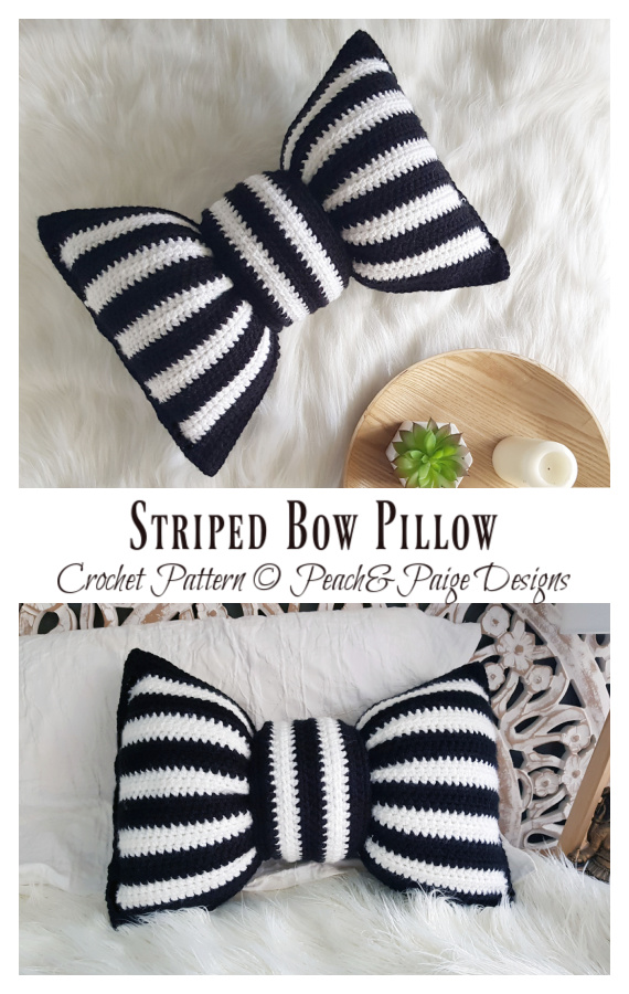 Striped Bow Pillow Crochet Pattern