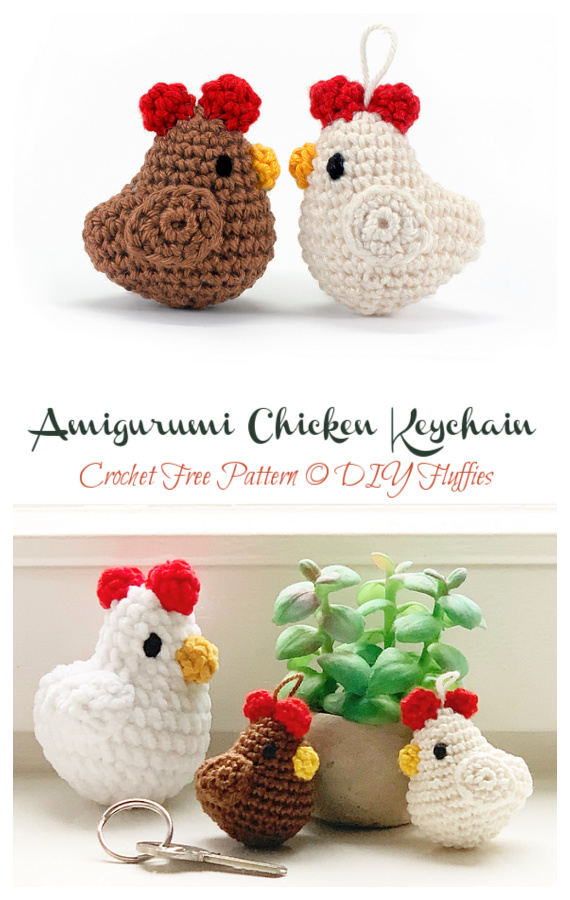 Amigurumi Chicken Keychain Crochet Free Pattern [Video]