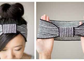 Black & White Knotted Headband Crochet Free Pattern