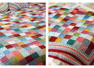 Giant Granny Patches Blanket Crochet Free Pattern