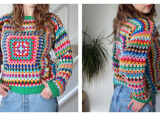 Granny Square Sweater Crochet Free Pattern