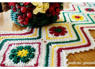 Joyful Flowers Table Runner Crochet Free Pattern