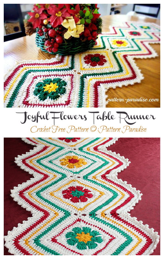 Joyful Flowers Table Runner Crochet Free Pattern
