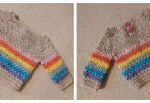 Rainbow Cluster Baby Sweater Crochet Free Pattern