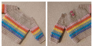 Rainbow Cluster Baby Sweater Crochet Free Pattern
