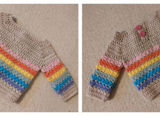 Rainbow Cluster Baby Sweater Crochet Free Pattern