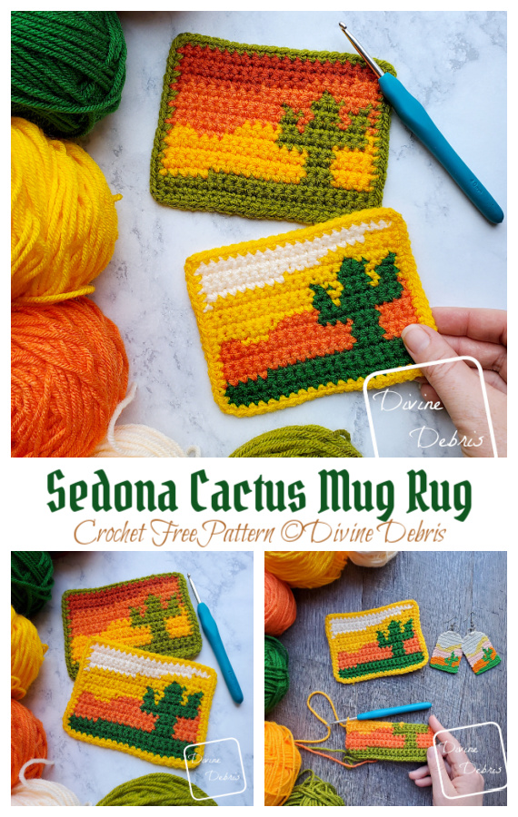 Sedona Cactus Mug Rug Crochet Free Pattern