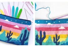 Tapestry Desert Cacti Pouch Crochet Free Pattern