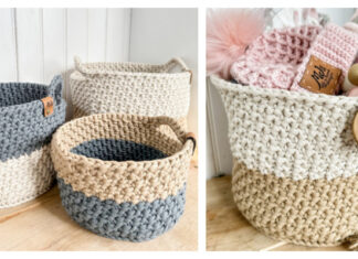 Two-Toned Nesting Baskets Crochet Free Pattern