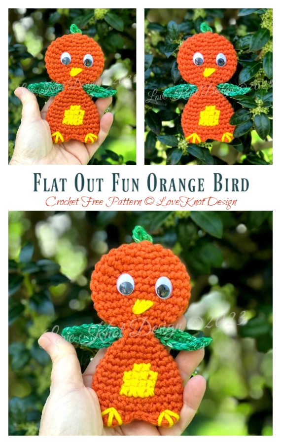 Flat Out Fun Orange Bird Crochet Free Pattern