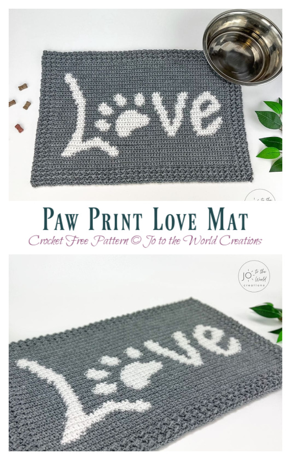 Paw Print Love Mat Crochet Free Pattern