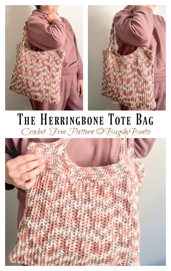The Herringbone Tote Bag Crochet Free Pattern