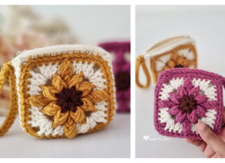 Bobble Drops Granny Coin Purse Crochet Free Pattern